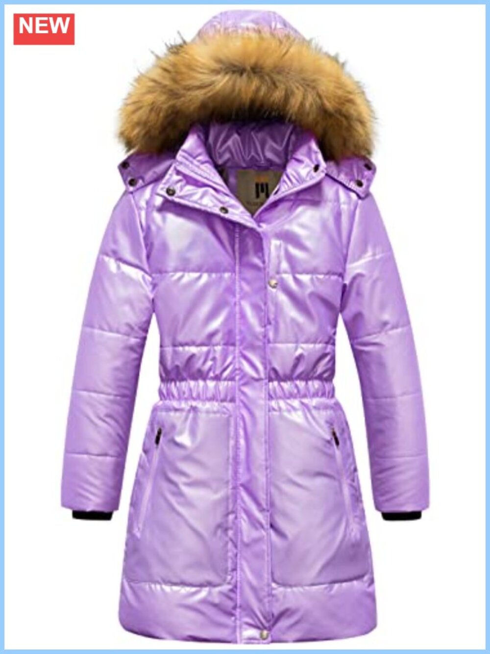 Girls Long Length Winter Parka Water Resistant Puffer Jacket Fleece Lined